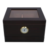 Ciemny Drewniany Humidor Z Higrometrem 26 X 22 X 16 Cm Pudełko Na Cygara