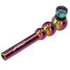 Cygarniczka Szklana Lufka Krótka Fajeczka z Metalowym Cybuchem Tęczowa 12cm