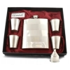 Elegancka Srebrna Piersiówka 540 ml z 4 Kieliszkami w Zestawie
