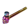 Cygarniczka Szklana Fajeczka z Czaszką i Metalowym Cybuchem Tęczowa 13 cm