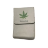 Ecru Pudełko Etui na Paczkę Papierosów z Zielonym Liściem Marychy Freedom