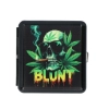 Metalowa Papierośnica z Nadrukiem Czachy z Zielonymi Liśćmi i napisem BLUNT