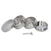 Crusher Grinder Młynek do Tytoniu Suszu Ziół CBD 4-częściowy 4,3 cm Srebrny