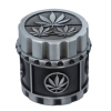 Srebrny Młynek do Tytoniu Metalowy Grinder Crusher z Listkami Marihuany