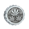 Srebrny Młynek do Tytoniu Metalowy Grinder Crusher z Listkami Marihuany