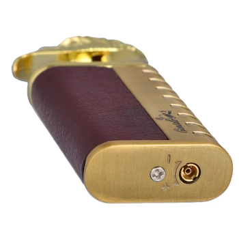 Elegancka Zapalniczka Gazowa Z Orłem - Metalowa, Skórzana, Prezentowa