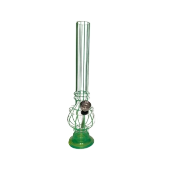 Akrylowe Bongo Wodne Przezroczyste w Zielone Paski 21 cm
