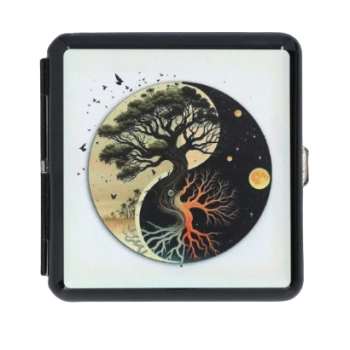 Metalowa Papierośnica z Nadrukiem Drzewa Życia Symboliczna Yin-Yang Gentelo