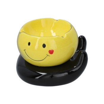 Żółta Ceramiczna Popielniczka Buźka Uśmiechnięta
