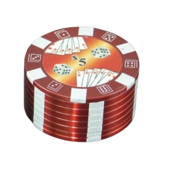 Młynek do Mielenia Tytoniu Czerwony Żeton do Pokera 5$ Grinder Crusher