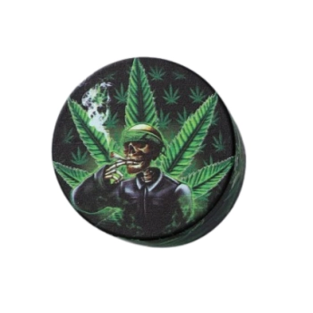 Grinder Młynek do Tytoniu Szkielet Palący jointa na Tle Dużego Liścia