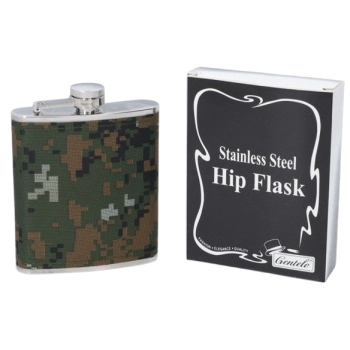 Piersiówka ze Stali Nierdzewnej Czarna Eko-Skóra 8 OZ ok. 240 ml Gentelo