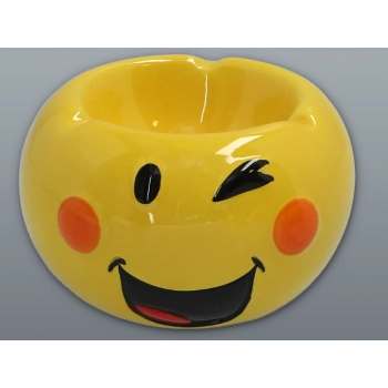 Żółta Ceramiczna Popielniczka Emotikonka 9x9 cm w Kartonowym Pudełku