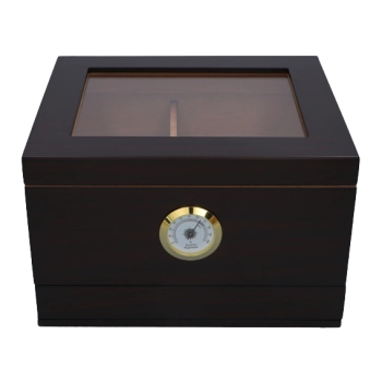 Ciemny Drewniany Humidor Z Higrometrem 26 X 22 X 16 Cm Pudełko Na Cygara