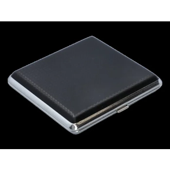 Czarna Metalowa Papierośnica Pokryta Ekoskórą na Wzór Plecionki Gentelo