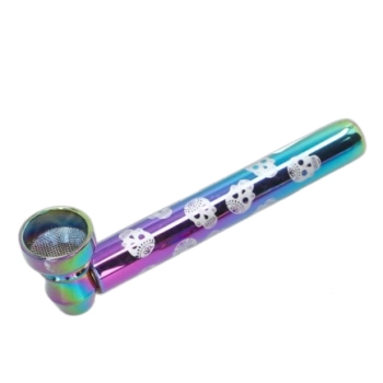 Cygarniczka Szklana Lufka Fifka Fajeczka Szklana Tęczowa 9,5 cm z Czaszkami