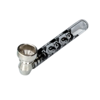 Cygarniczka Szklana Lufka w Oklejce Zestaw z 5 Sitkami Czarna Yin-Yang