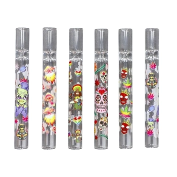 Cygarniczka Szklana Mała Lufka Fifka 10,5 cm z Wzorkami Chillout Smoke