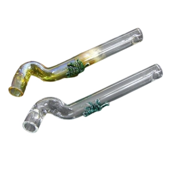 Wygięta Cygarniczka Szklana Fifka Lufka z Liśćmi 11,5 cm Chillout Smoke