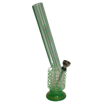 Bongo Akrylowe Przezroczyste w Zielone Paski 21 cm z Akcesoriami