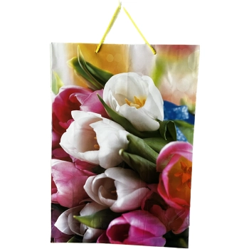 Elegancka Torba Prezentowa w Kwiaty z Tulipanami - Idealna na Upominki i Okazje Specjalne