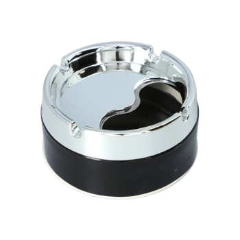 Popielniczka Przekręcana Obrotowa Zamykana Średnica 9 cm Czarno-Srebrna