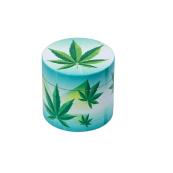 Młynek do Tytoniu Suszu Grinder Crusher Niebiesko-Biały z Listkami Marychy