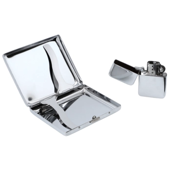 Zestaw Papierośnica + Zapalniczka Benzynowa na Prezent Rośliny z Paseczkami