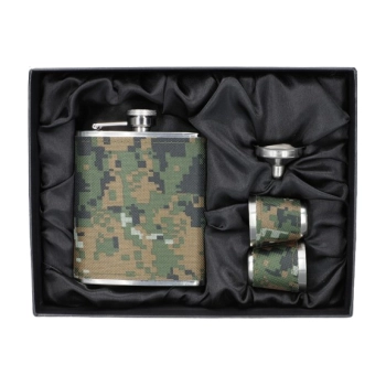 Zestaw Upominkowy Piersiówka z Dwoma Kieliszkami Obszyta Skórą na Prezent