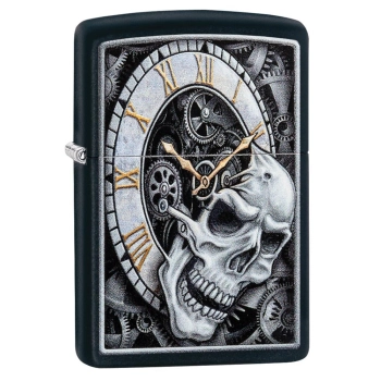 Zapalniczka Benzynowa Wiatroodporna Zippo Skull Clock