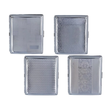 Papierośnica Metalowa Srebrna 9,5x8 cm – Etui na Papierosy Różne Wzory
