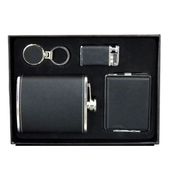 Zestaw Piersiówka + Papierośnica + Brelok + Długopis + Zapalniczka Żarowa