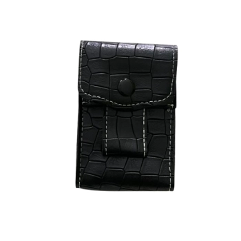 Czarne Skórzane Etui na Papierosy Pudełko na Paczkę Papierosów ze Skóry