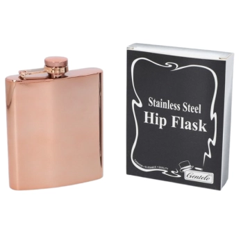 Miedź Połysk Piersiówka ze Stali Nierdzewnej 8 OZ ok. 240 ml Gentelo