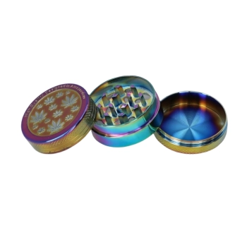 Młynek do Tytoniu Ziół Suszu CBD Grinder Tęczowy z Listkami Marihuany
