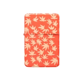 Pomarańczowa Zapalniczka Benzynowa z Jasnobeżowymi Liśćmi Marihuany Atomic