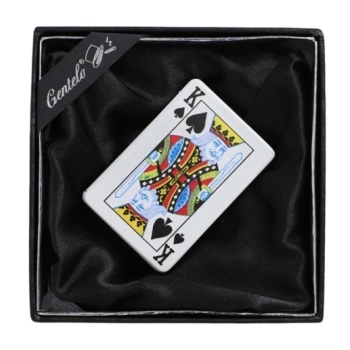 Biała Zapalniczka Żarowa Gazowa Metalowa w Kształcie Talii Kart Król