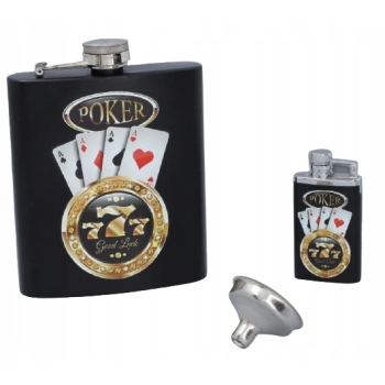 Zestaw Piersiówka + Zapalniczka Żarowa Poker
