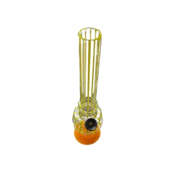 Akrylowe Bongo Transparentne z Żółtymi Paskami - 21 cm