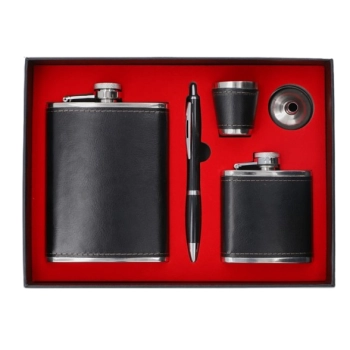 Zestaw Dwie Piersiówki z Brelokiem Kieliszkiem Lejkiem i Długopisem Gentelo