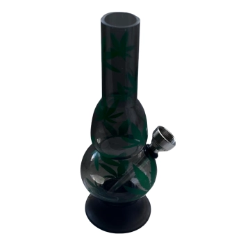Bongo Akrylowe w Czerni z Zielonymi Listkami Marihuany 16 cm