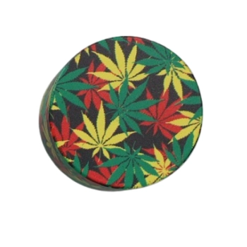 Młynek do Tytoniu Suszu Ziół CBD „Rasta Jungle” –kolorowe liście na czerni