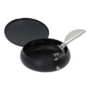 Czarna Kieszonkowa Popielniczka Mała Mobilna Okrągła Metalowa 5 x 1,5 cm