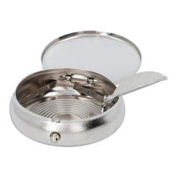 Srebrna Kieszonkowa Popielniczka Mała Mobilna Okrągła Metalowa 5 x 1,5 cm