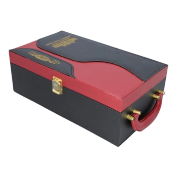 Walizka na Wino z Akcesoriami brązowa 2 Butelki Zestaw Prezentowy Box