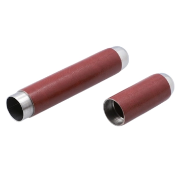 Srebrne Etui na Cygaro Metalowe Pokryte Brązową Skórą