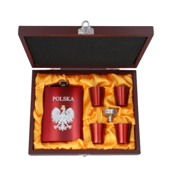 Elegancka Piersiówka ze Stali Nierdzewnej z Godłem Polski, 236 ml