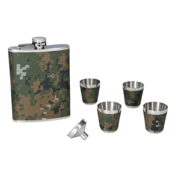 Zestaw Prezentowy Piersiówka + 4 Kieliszki Obszyte Skórą na Prezent Gentelo