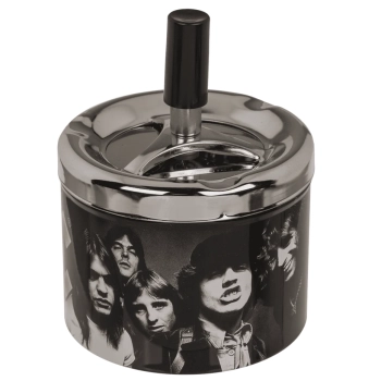 Czarna Popielniczka Metalowa Zamykana Obrotowa AC/DC dla Muzyka Rockmena