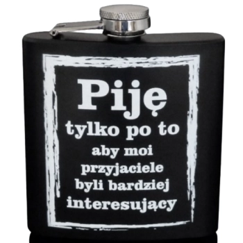 Elegancka Czarna Piersiówka Gentelo ze Stali Nierdzewnej 180 ml